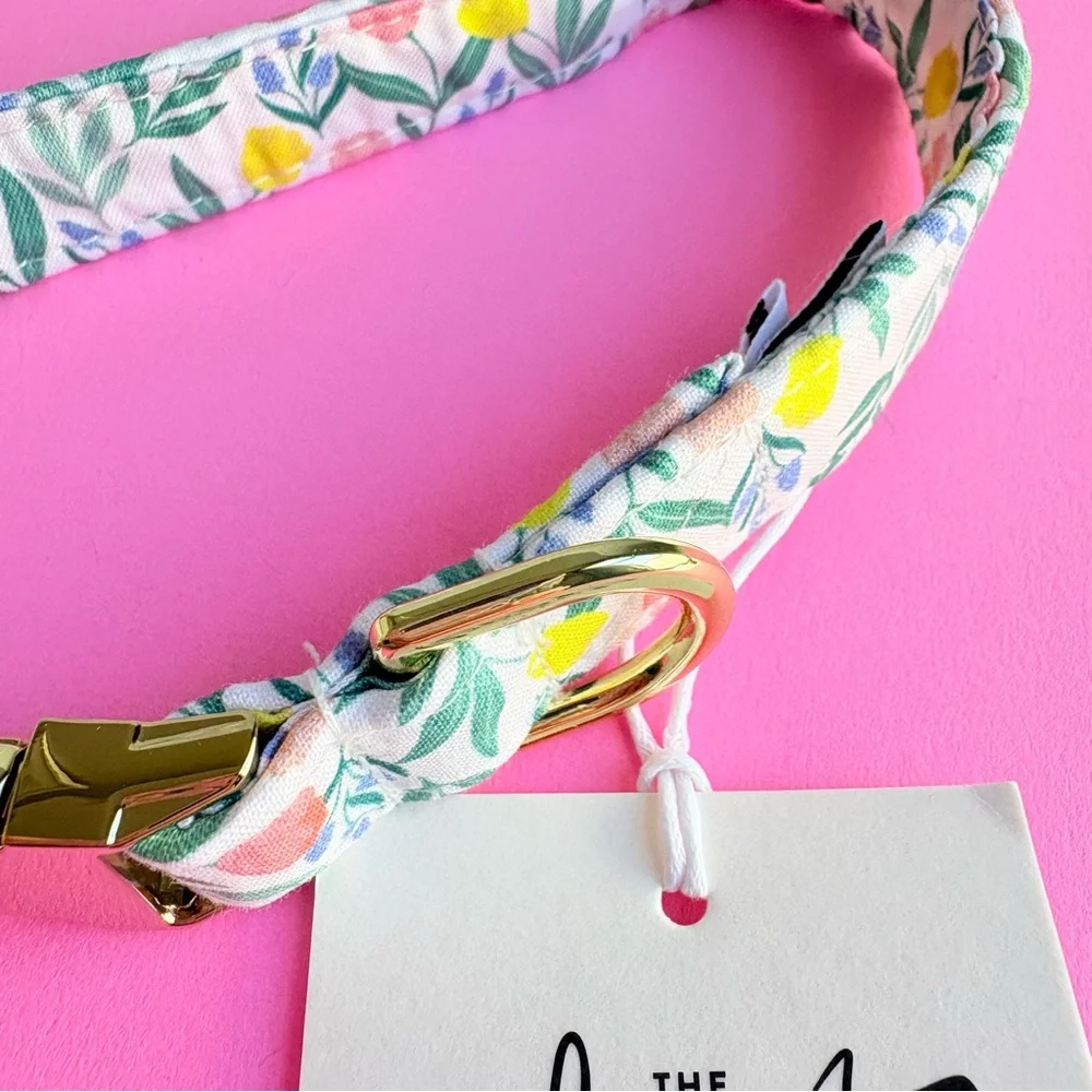 The Foggy Dog Tulip Garden Dog Collar Small Gold Hardware Spring Floral Pet NWT - Picture 8 of 9